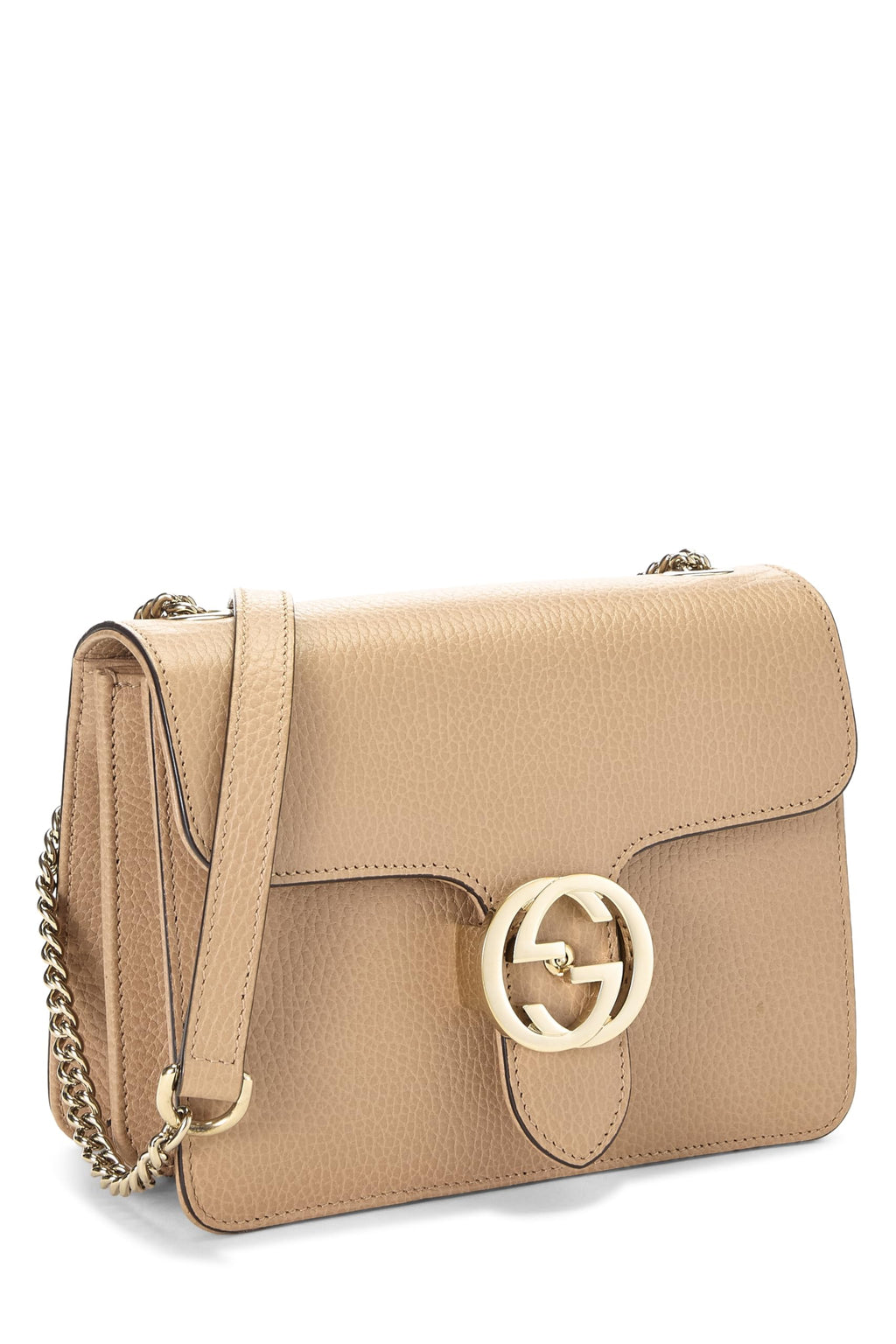 Gucci, Pre-loved Beige Leather Interlocking Crossbody Small, Beige