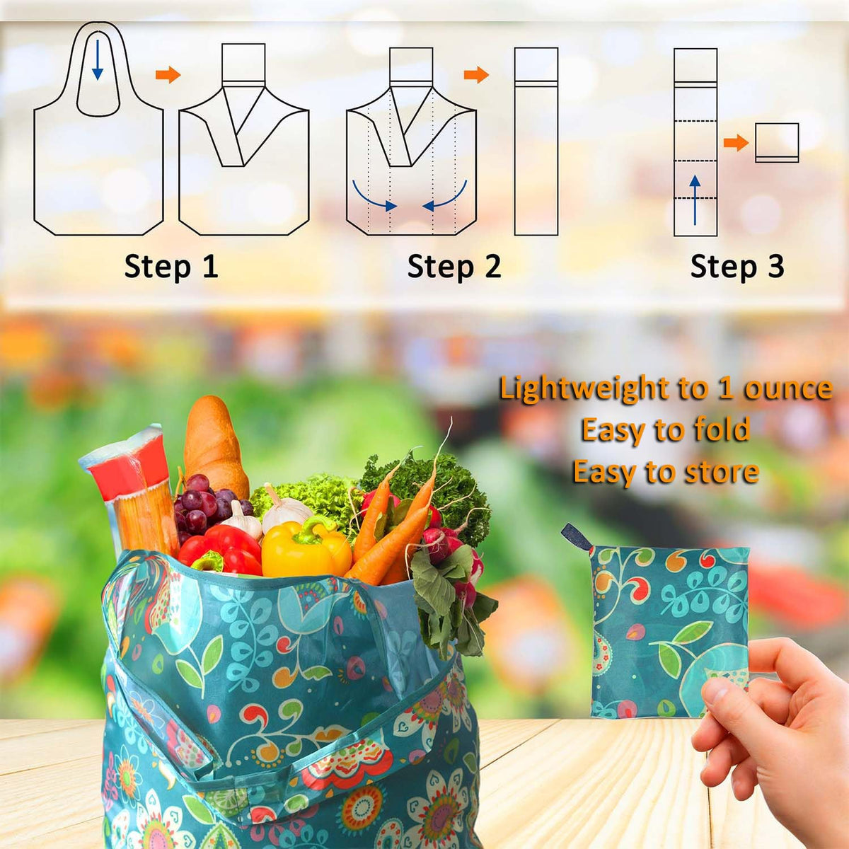 Noilk Reusable Grocery Bags,4 | 6 | 12 Pack 50Lbs Foldable Washable Fashion Shopping Bags, Portable Tote Bags Gifts For Women