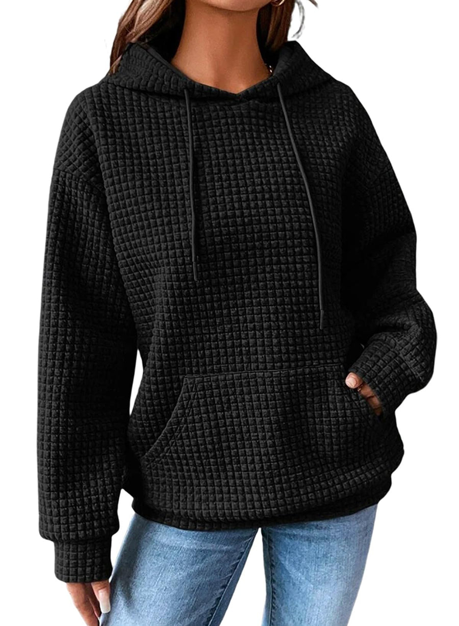 SHEWIN Women's Waffle Knit Pullover Hoodie Sweatshirt
