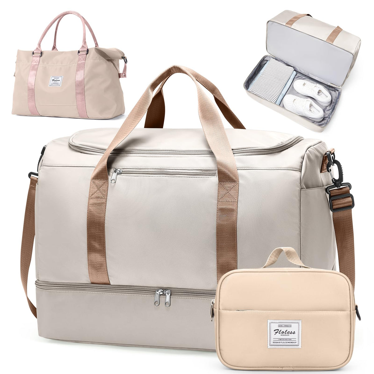 Large Carry-On Weekender Duffle Bag with Shoe Compartment