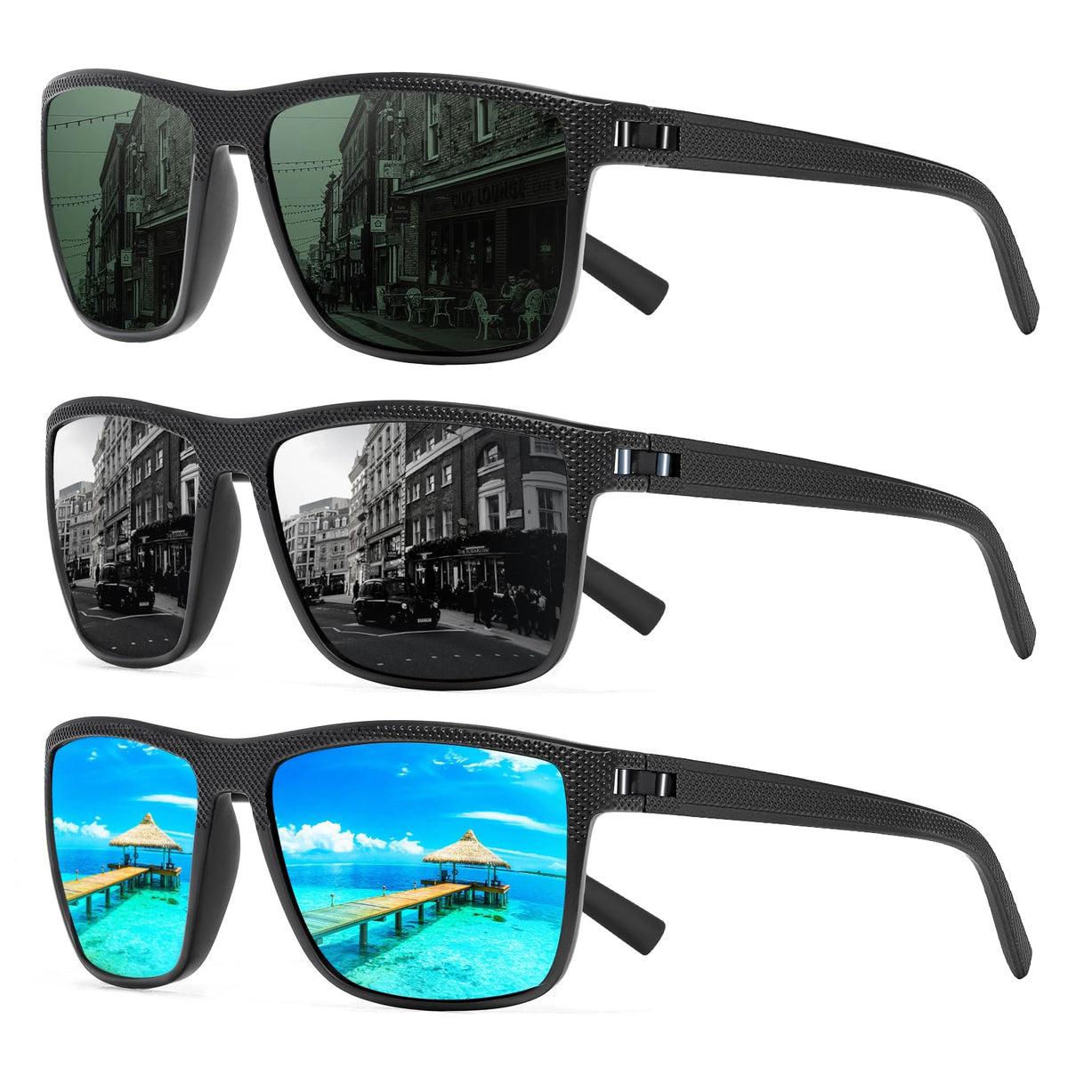 TURBOPEP Square Polarized UV Protection Sunglasses for Men and Women