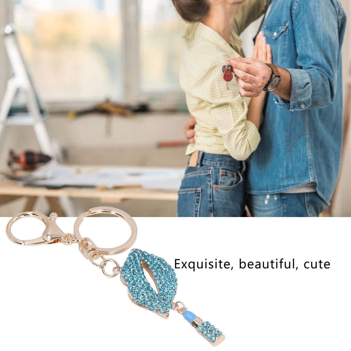 Rhinestone Lip Keychain Charm for Purses and Handbags