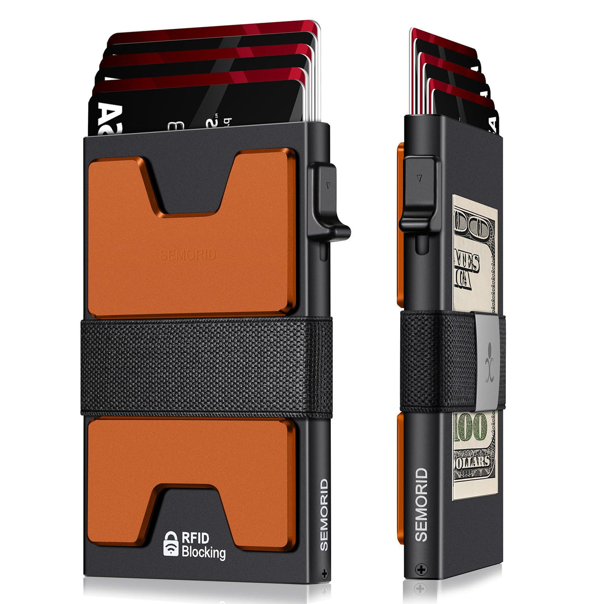 SEMORID Men's RFID Blocking Aluminum Pop-Up Wallet