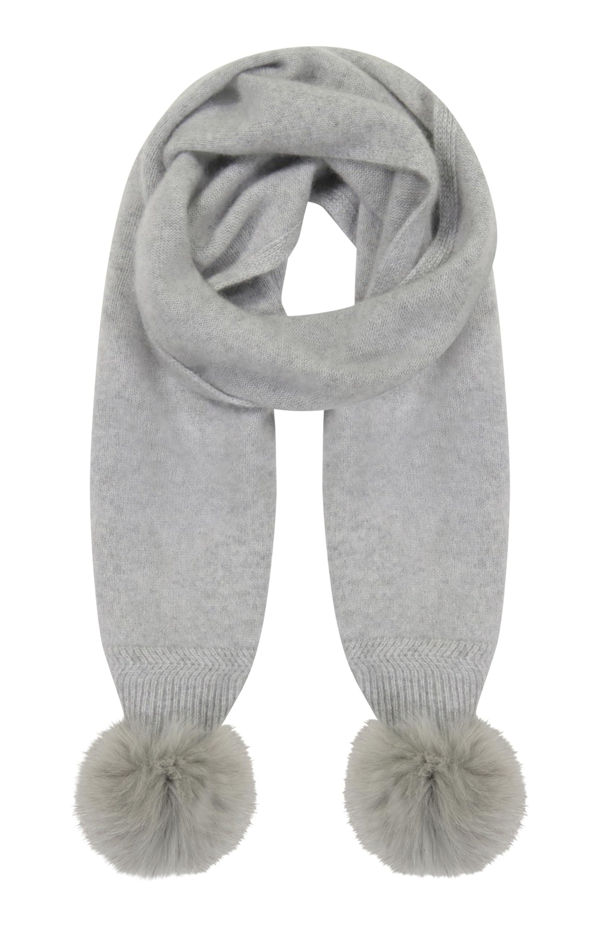GORSKI Knit Cashmere Scarf with Fox Fur Pompom