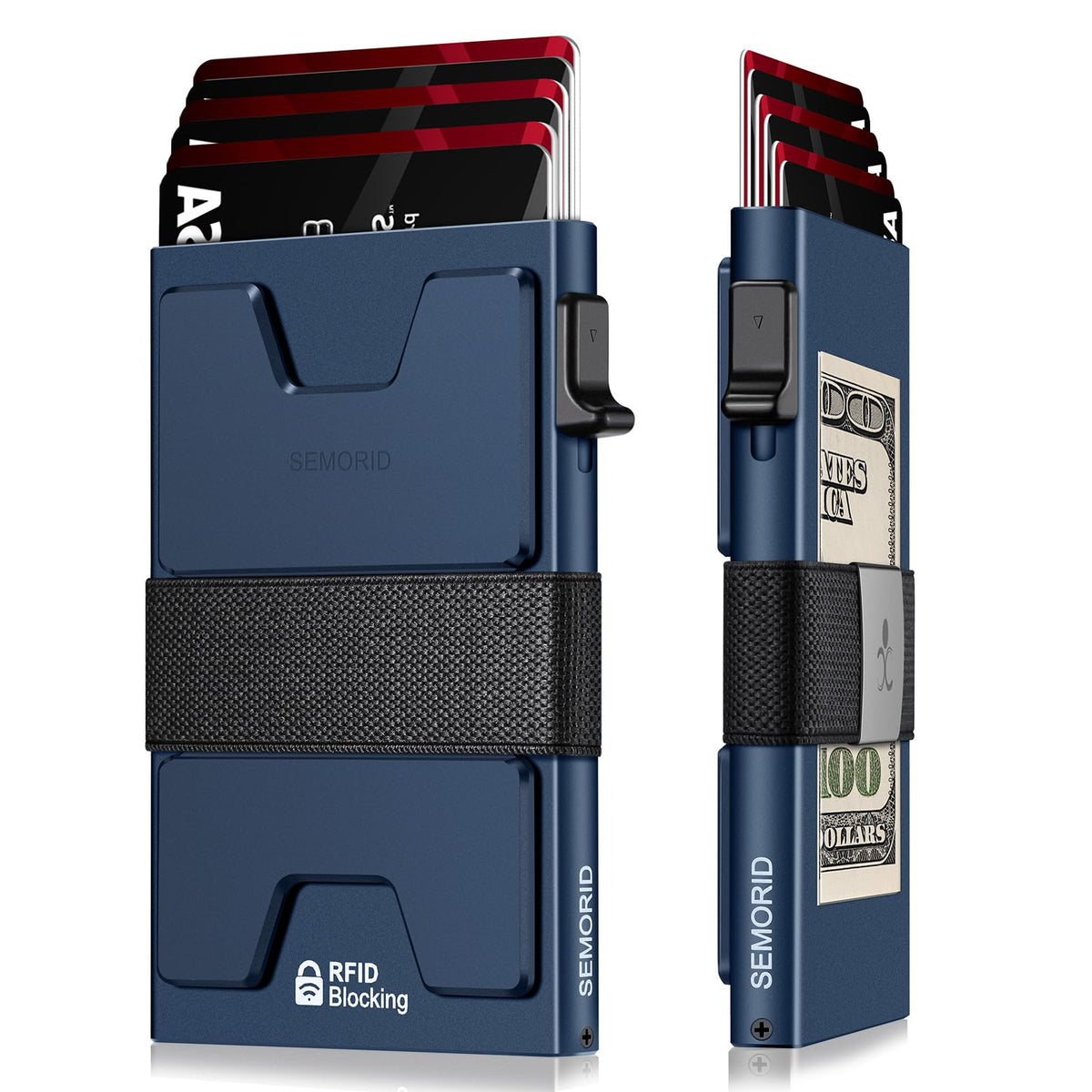 SEMORID Men's RFID Blocking Aluminum Pop-Up Wallet