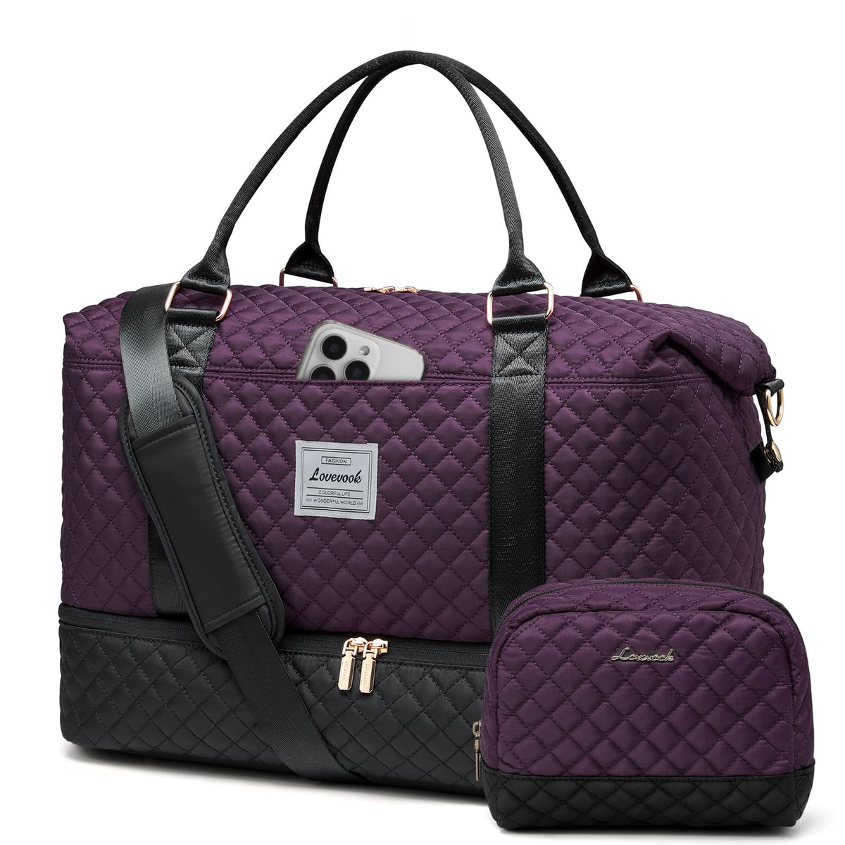LOVEVOOK Women's Weekender Duffle Bag with Shoe Compartment