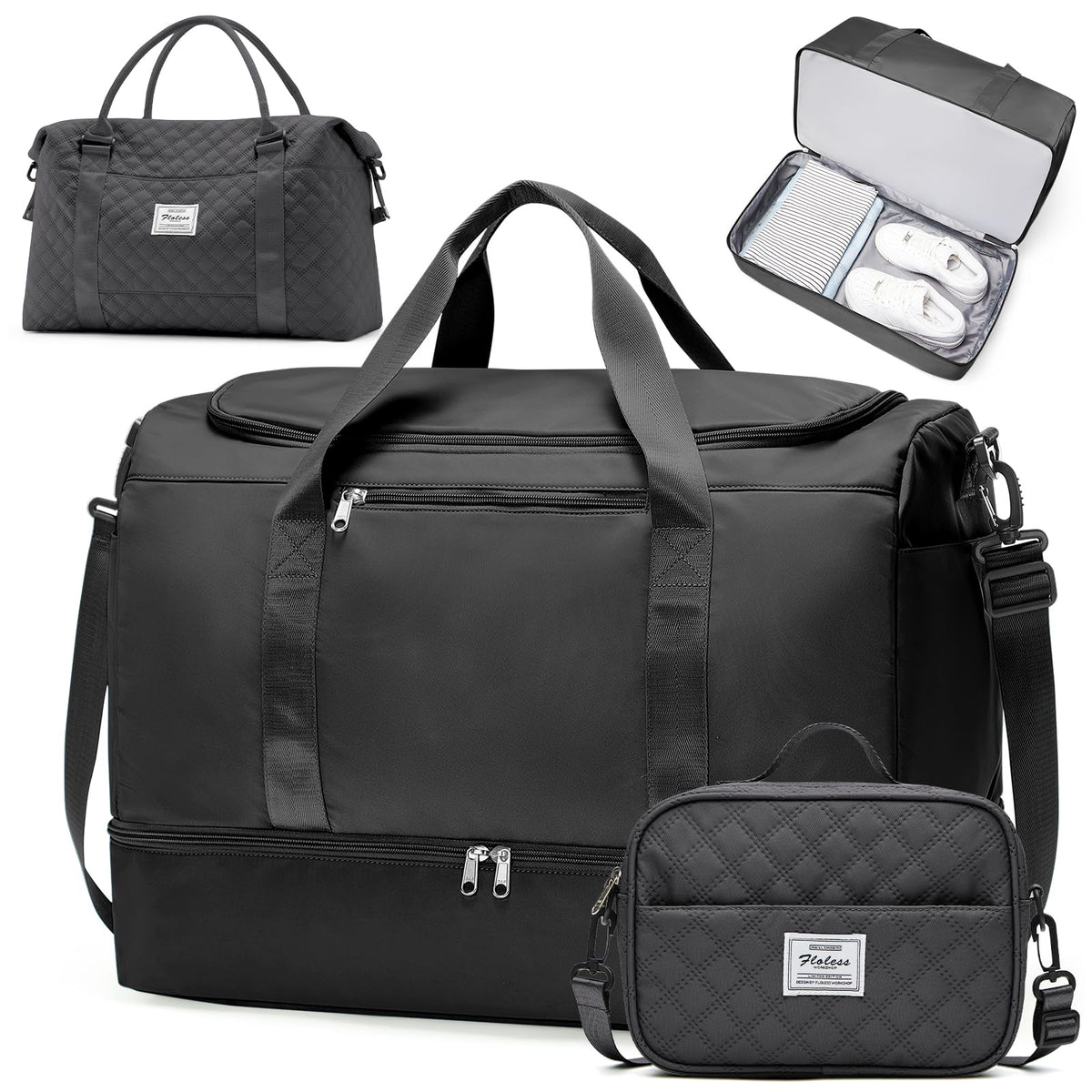 Large Carry-On Weekender Duffle Bag with Shoe Compartment