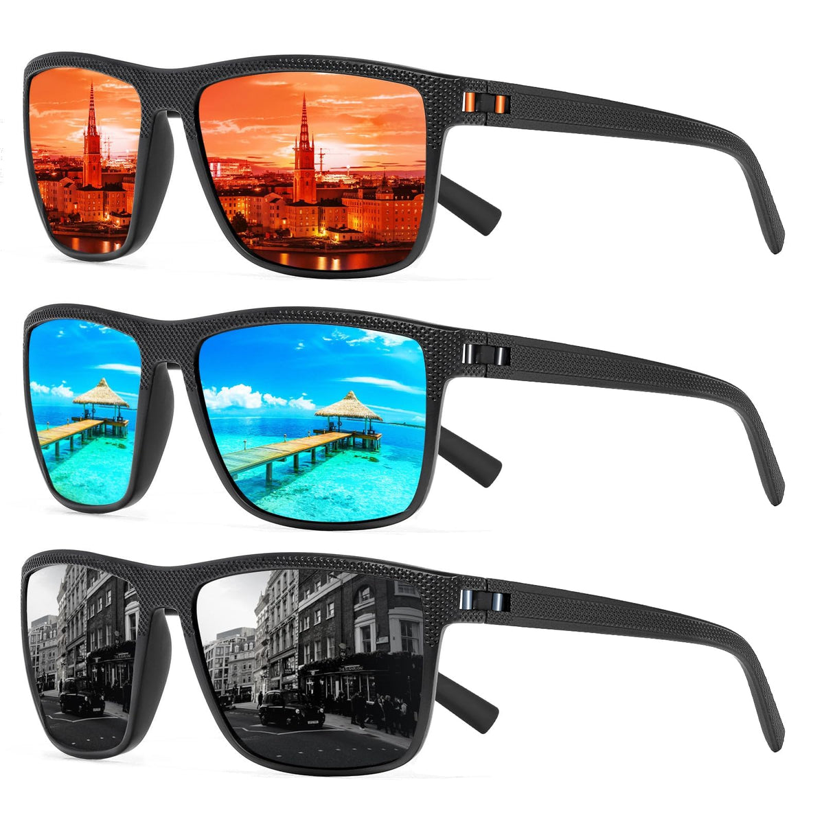 TURBOPEP Square Polarized UV Protection Sunglasses for Men and Women