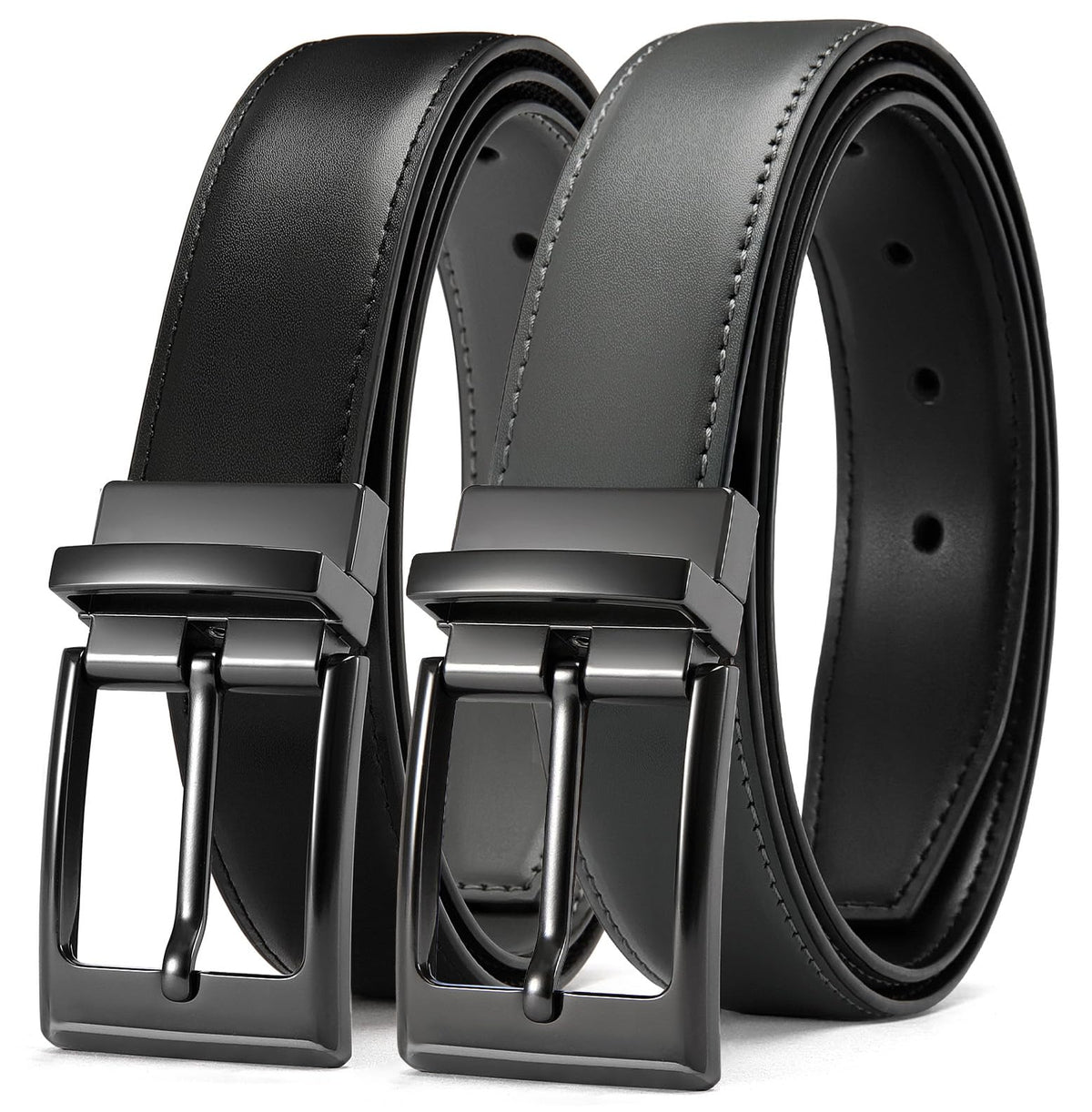 CHAOREN Men's Reversible 1.25-Inch Leather Dress Belt