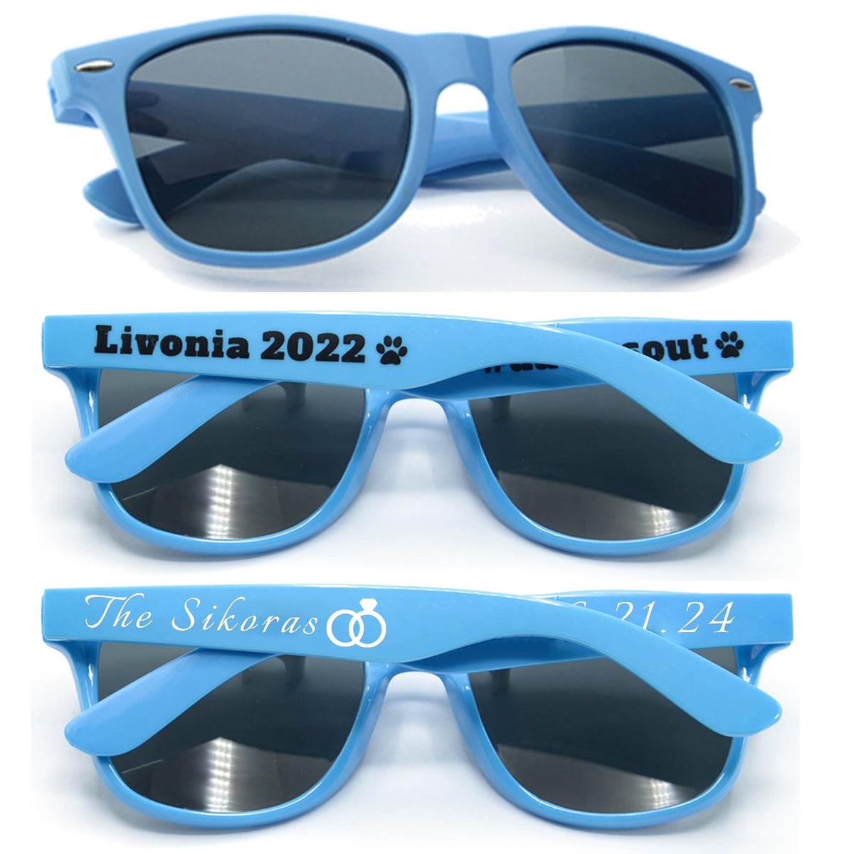 Personalized Custom Sunglasses for Weddings and Party Favors