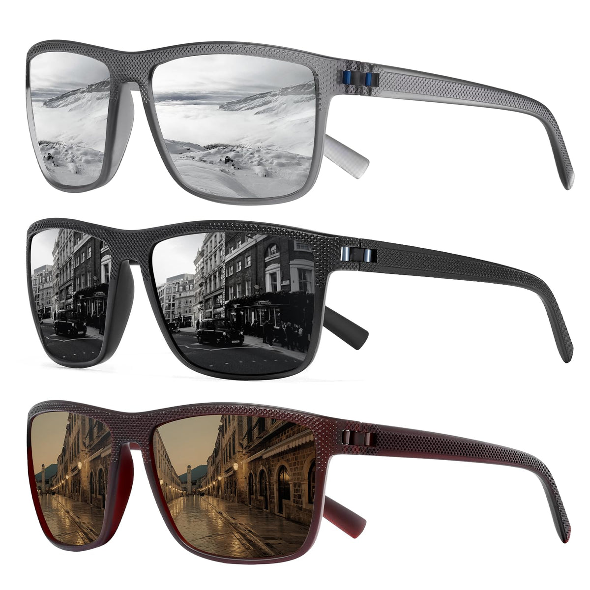 TURBOPEP Square Polarized UV Protection Sunglasses for Men and Women