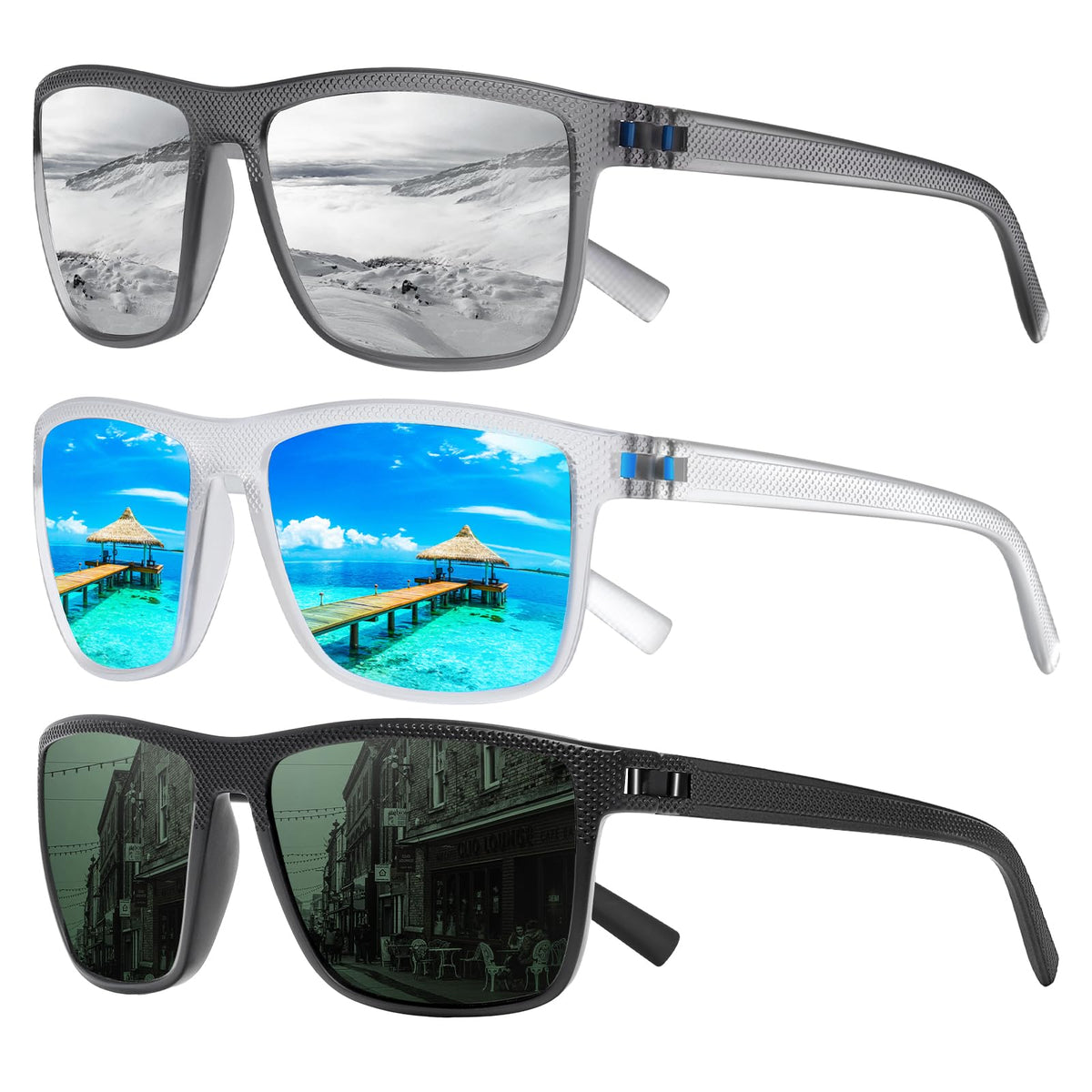 TURBOPEP Square Polarized UV Protection Sunglasses for Men and Women