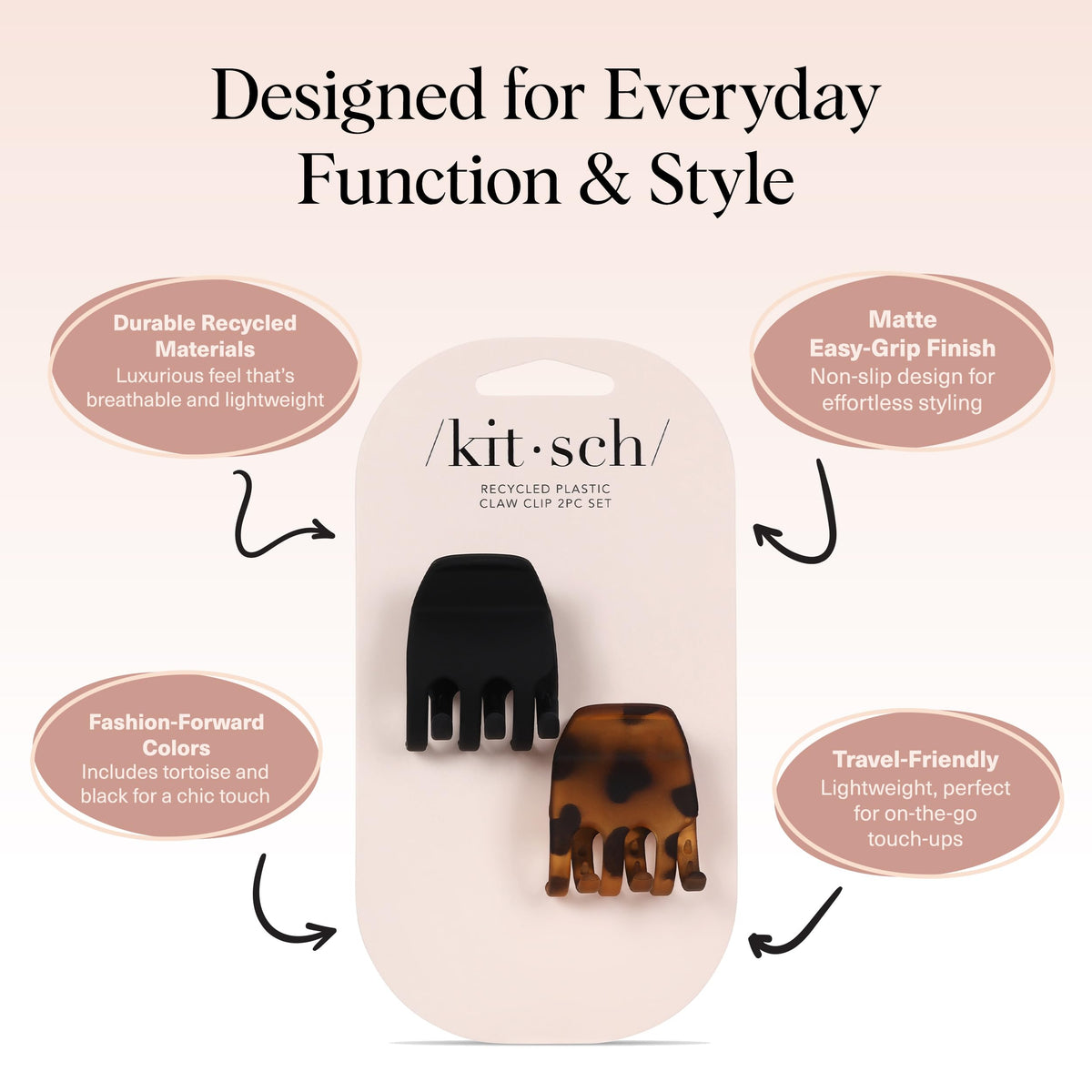 Kitsch Eco-Friendly Medium Claw Hair Clips for Women