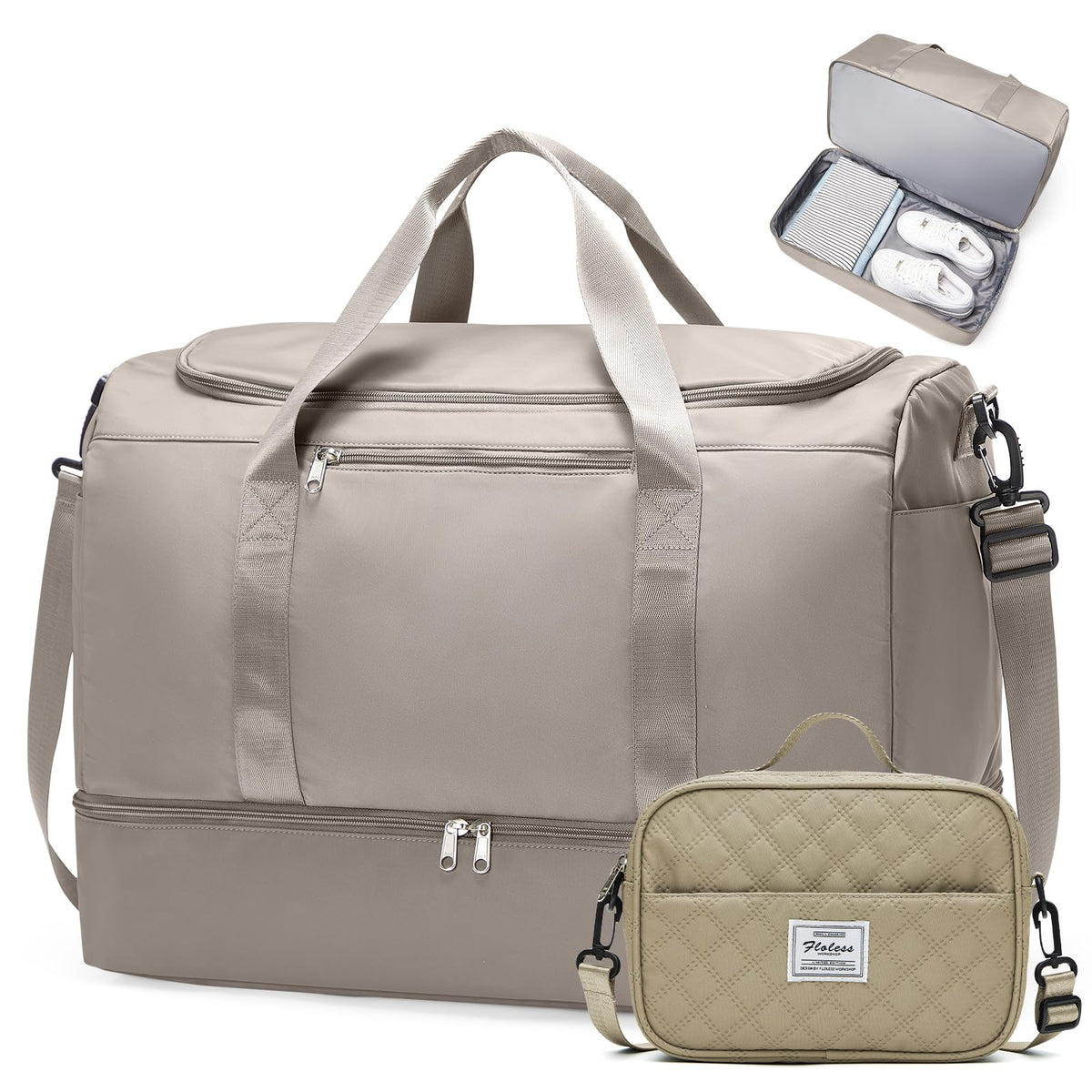 Large Carry-On Weekender Duffle Bag with Shoe Compartment