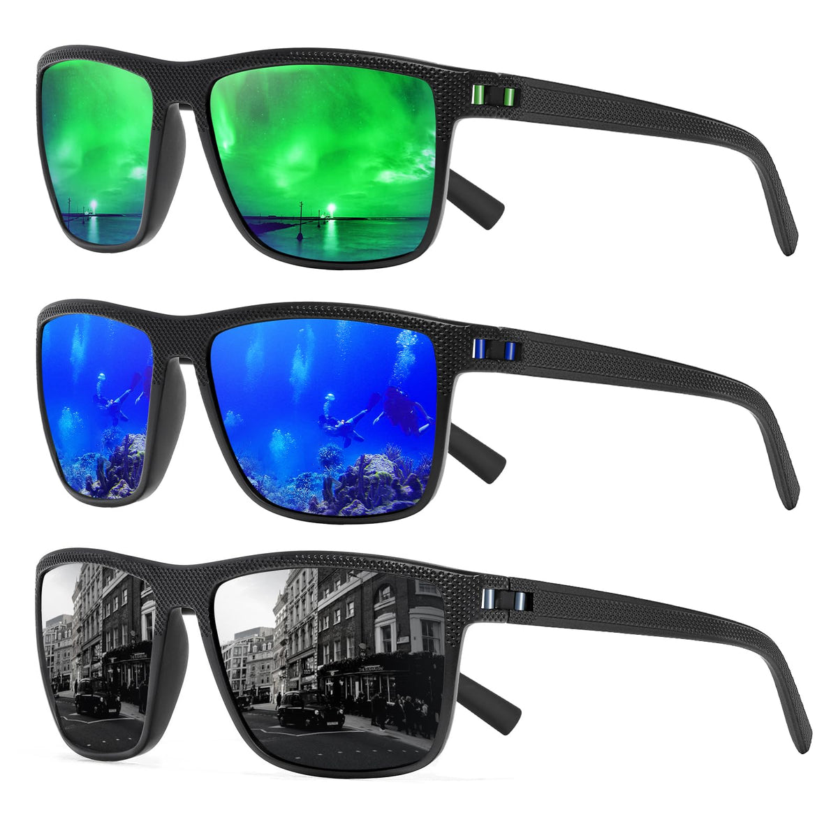 TURBOPEP Square Polarized UV Protection Sunglasses for Men and Women