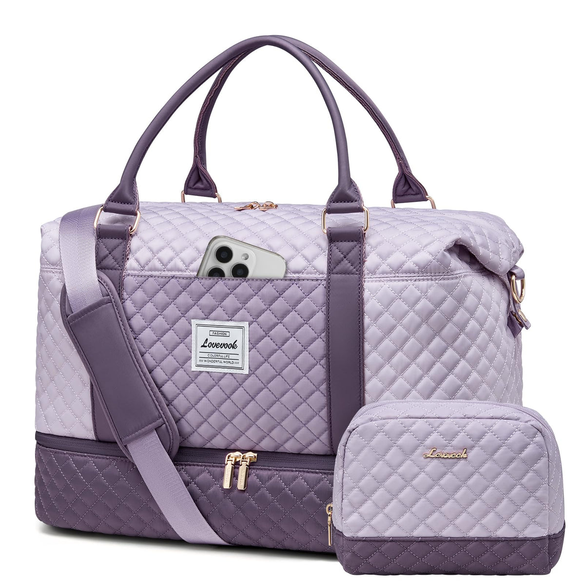 LOVEVOOK Women's Weekender Duffle Bag with Shoe Compartment