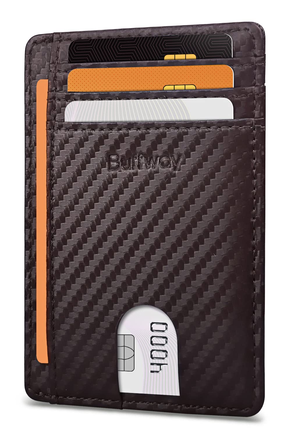 Buffway Slim Leather RFID Blocking Wallet for Men and Women