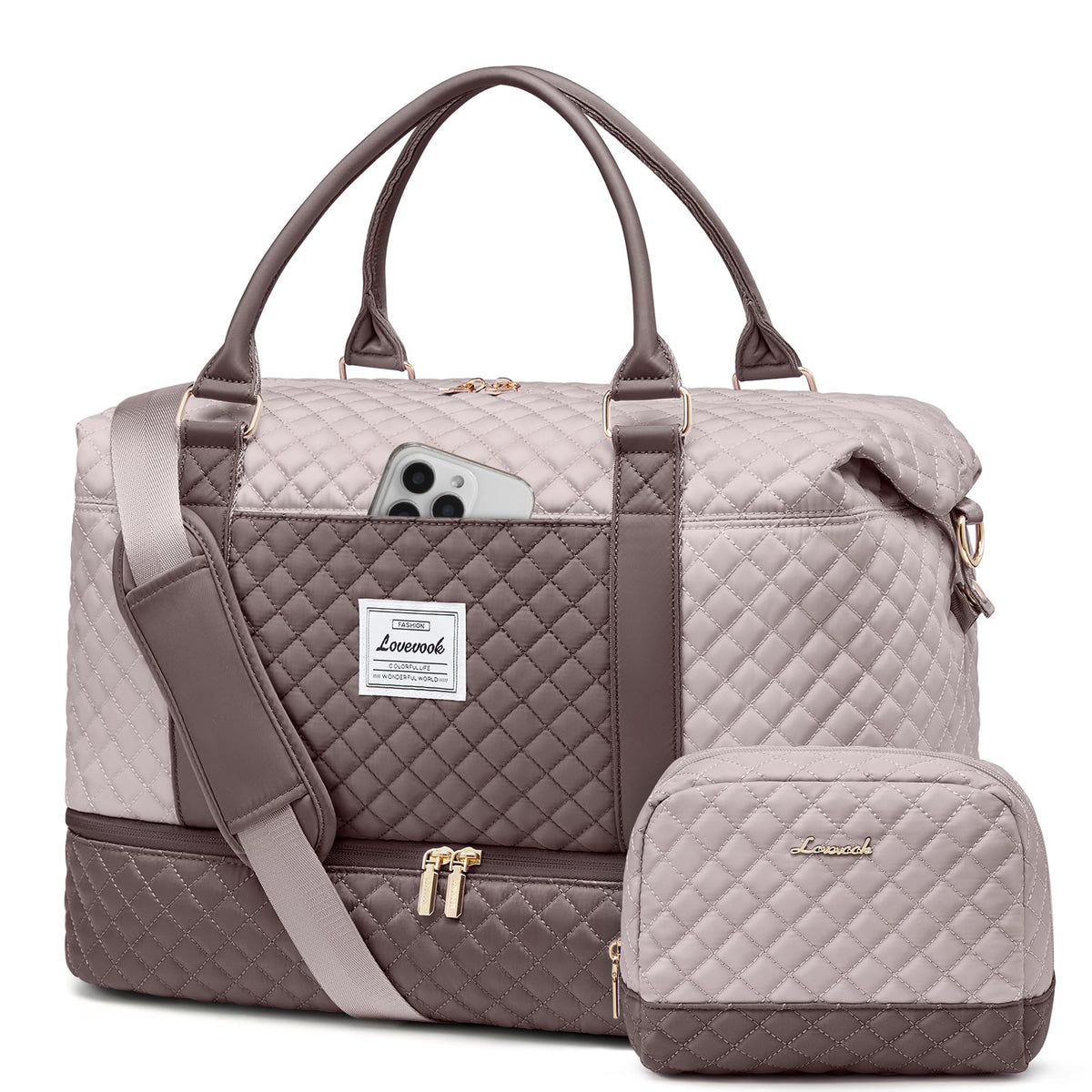 LOVEVOOK Women's Weekender Duffle Bag with Shoe Compartment