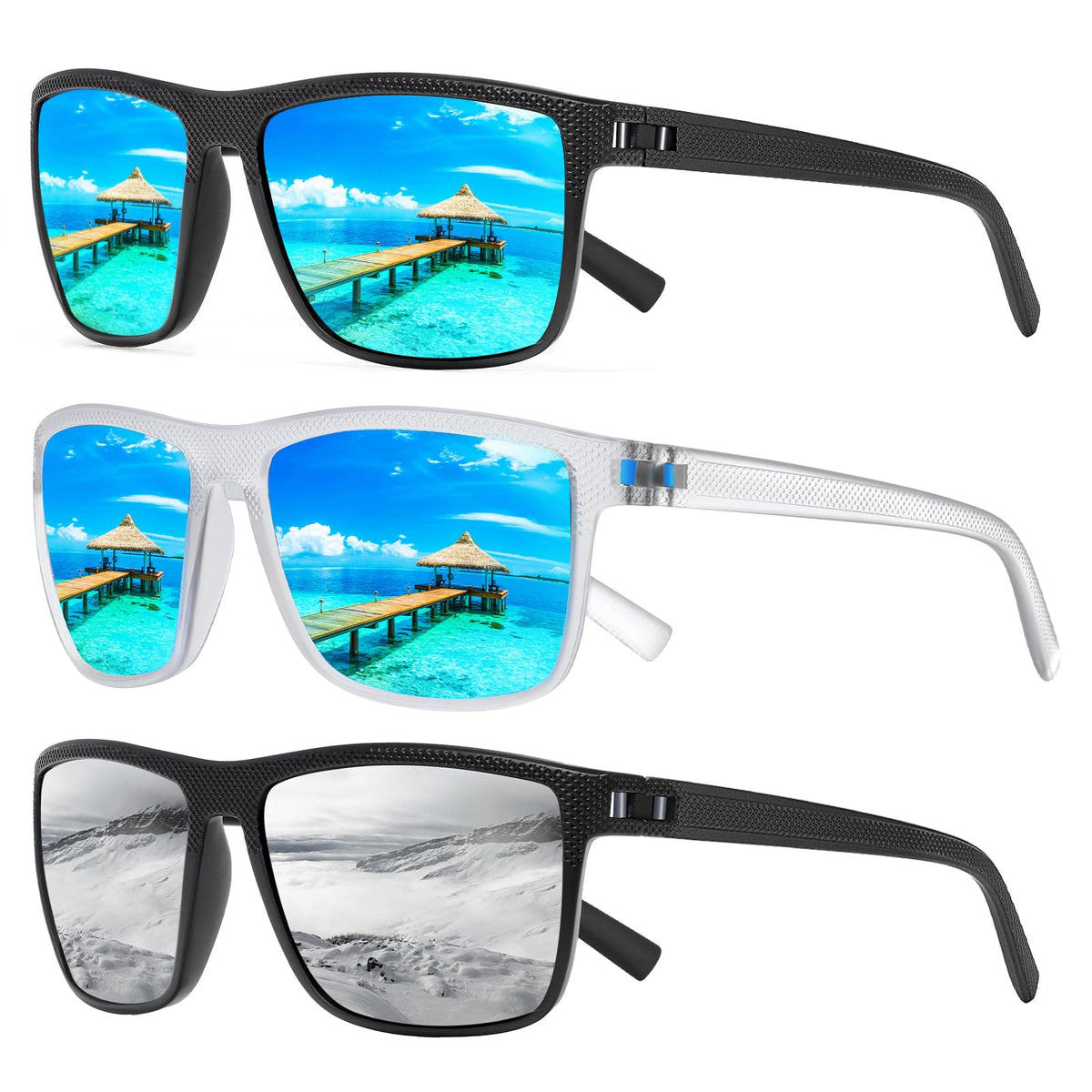 TURBOPEP Square Polarized UV Protection Sunglasses for Men and Women