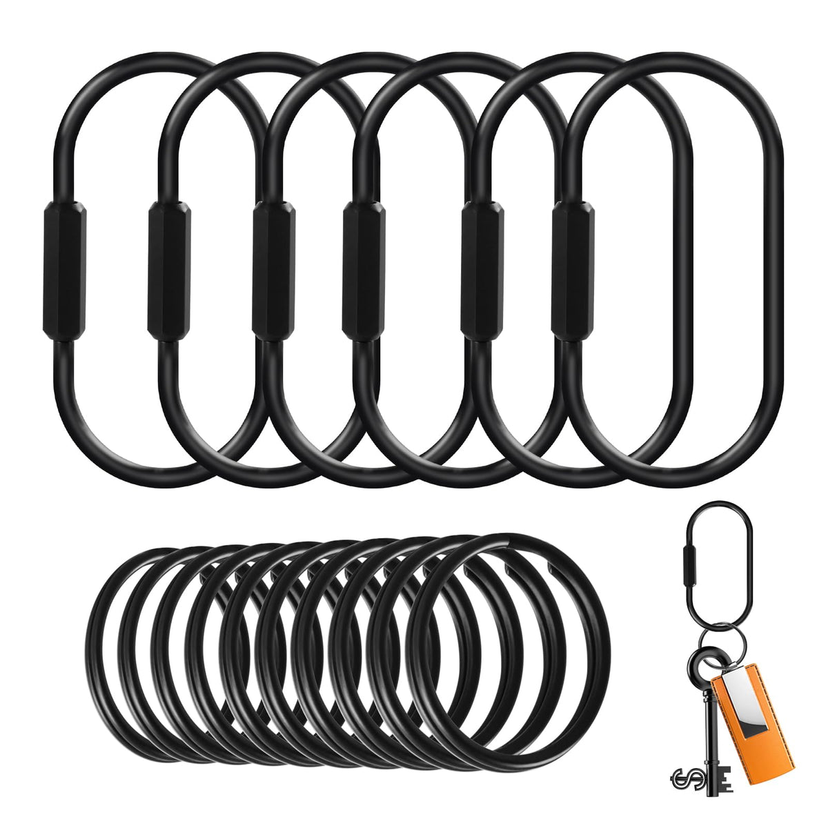 12-Pack Braided Nylon Paracord Keychain Charms for Bags