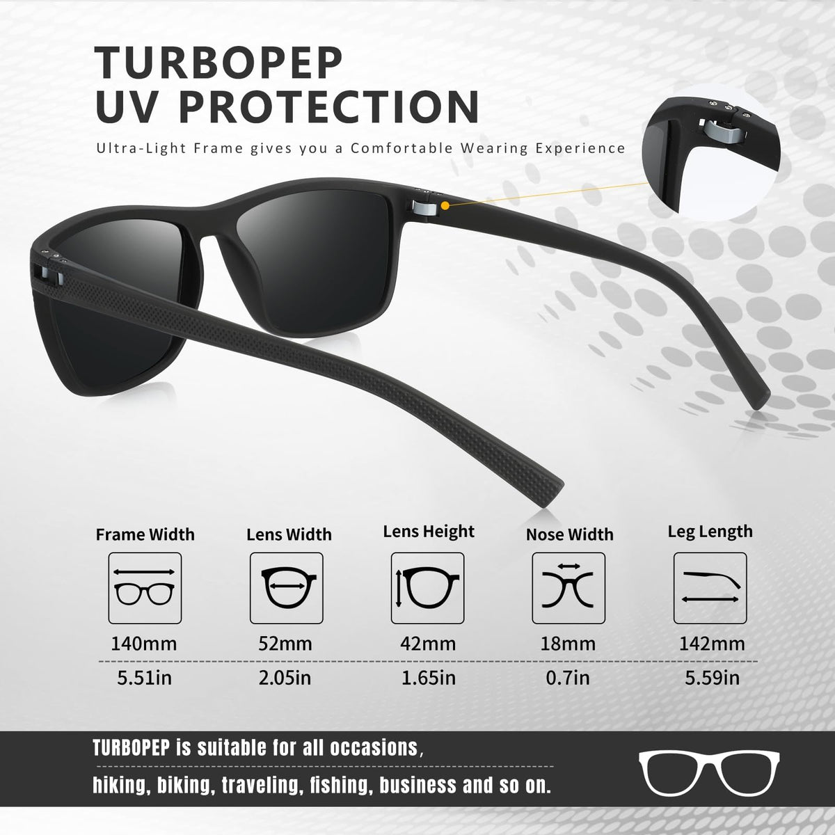TURBOPEP Square Polarized UV Protection Sunglasses for Men and Women