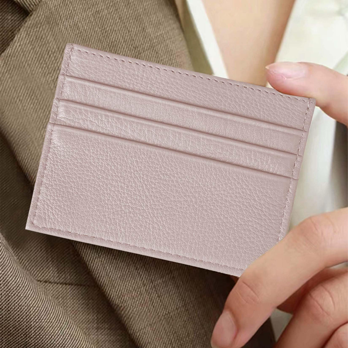 M-Plateau Genuine Leather Slim Card Wallet with 6 Slots