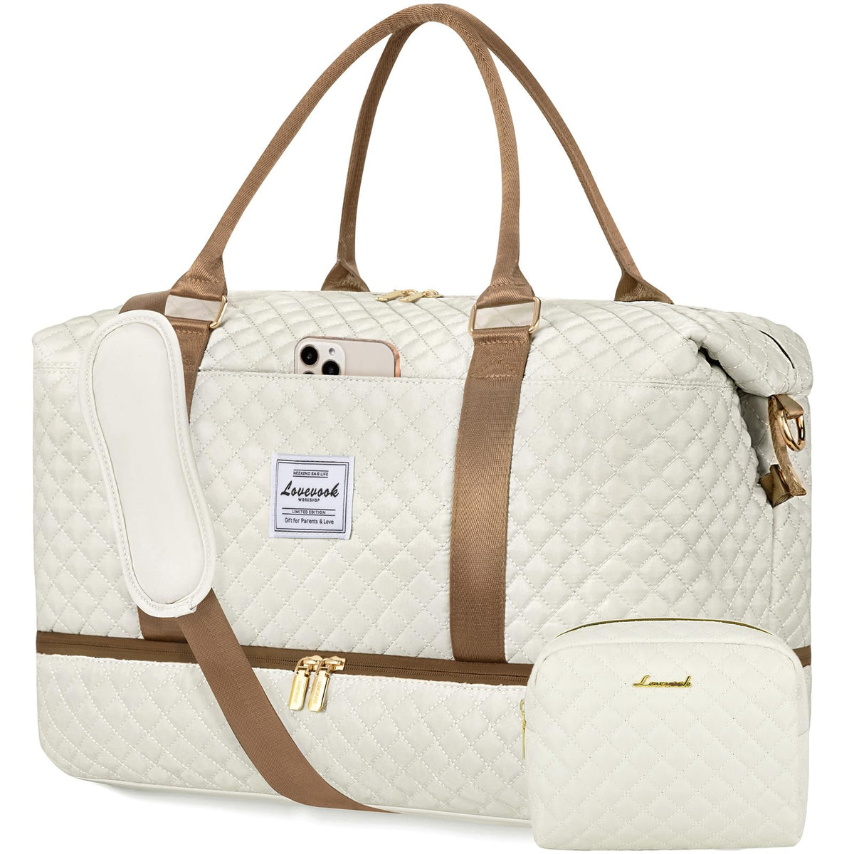 LOVEVOOK Women's Weekender Duffle Bag with Shoe Compartment