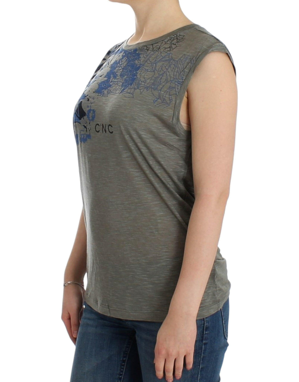 Gray print sleeveless t-shirt XS