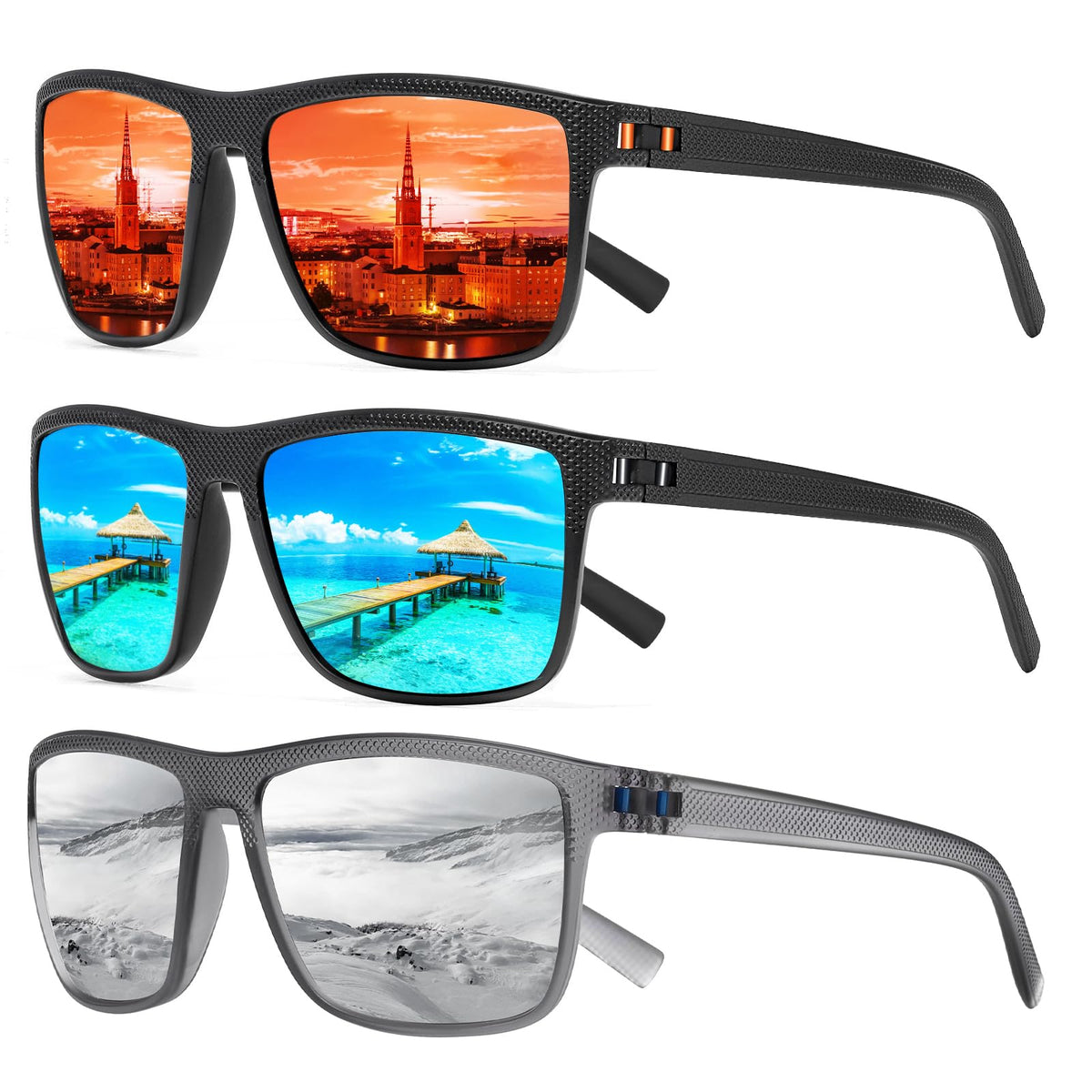 TURBOPEP Square Polarized UV Protection Sunglasses for Men and Women