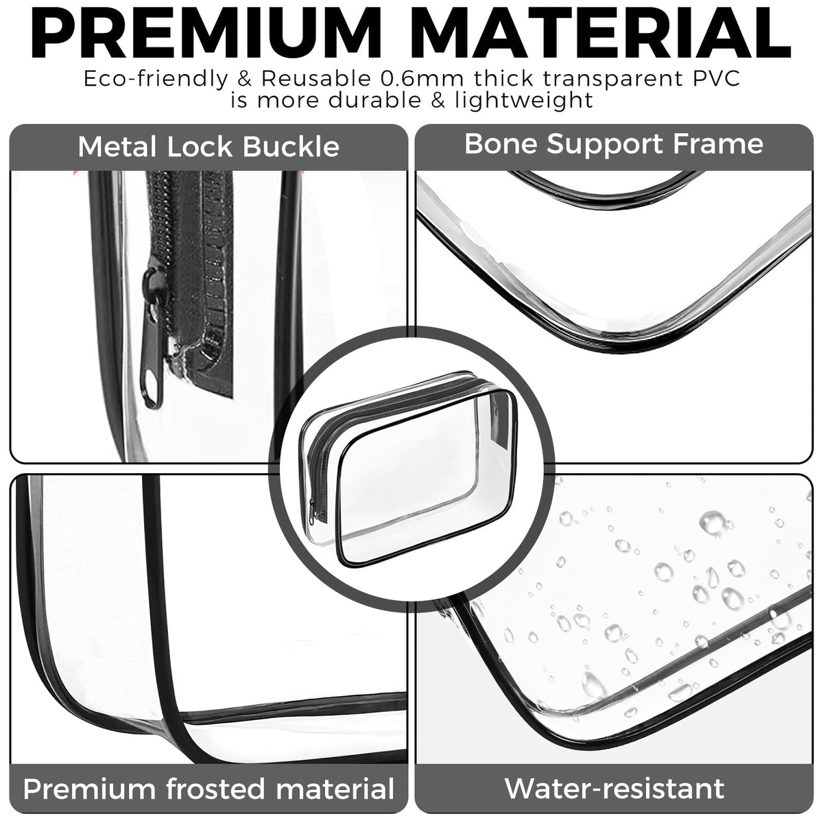 AURUZA TSA-Approved Clear Travel Makeup and Toiletry Bag