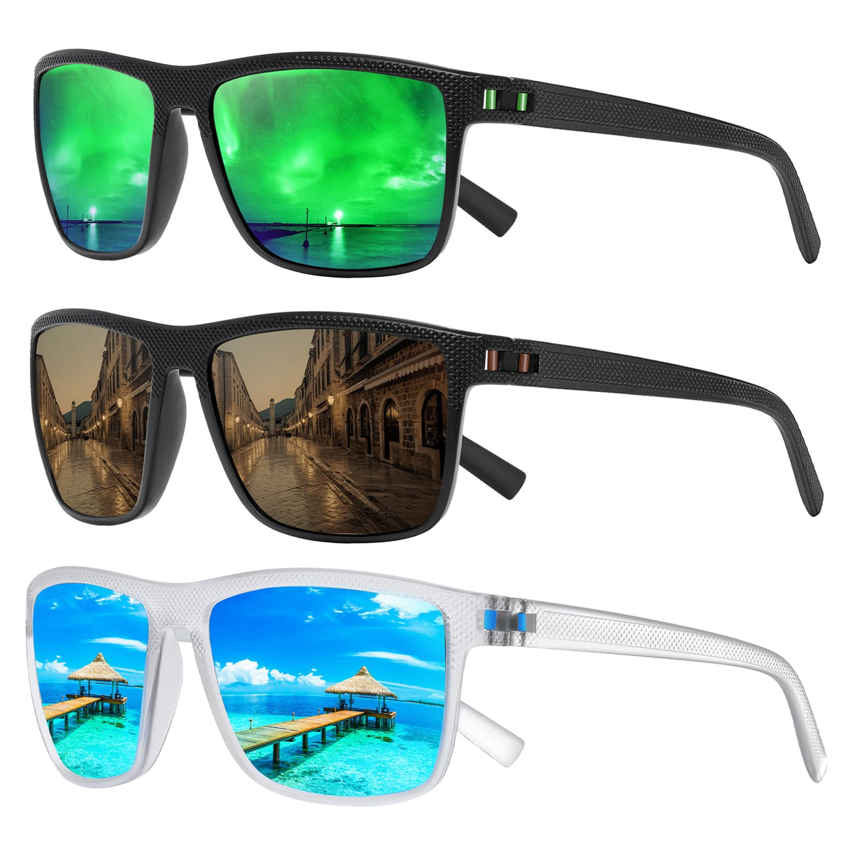 TURBOPEP Square Polarized UV Protection Sunglasses for Men and Women