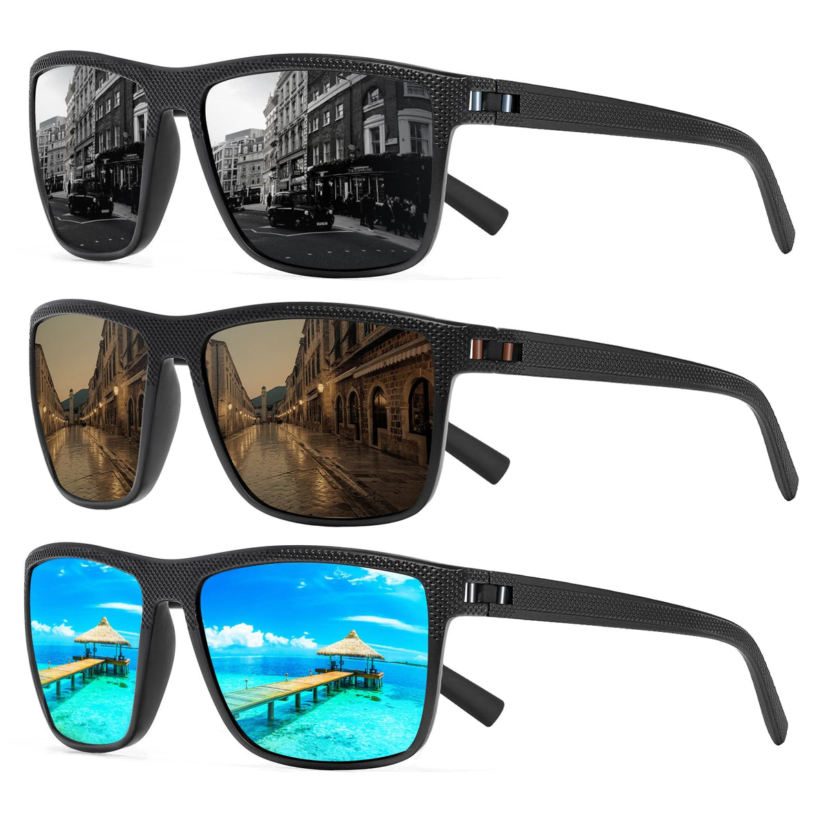 TURBOPEP Square Polarized UV Protection Sunglasses for Men and Women