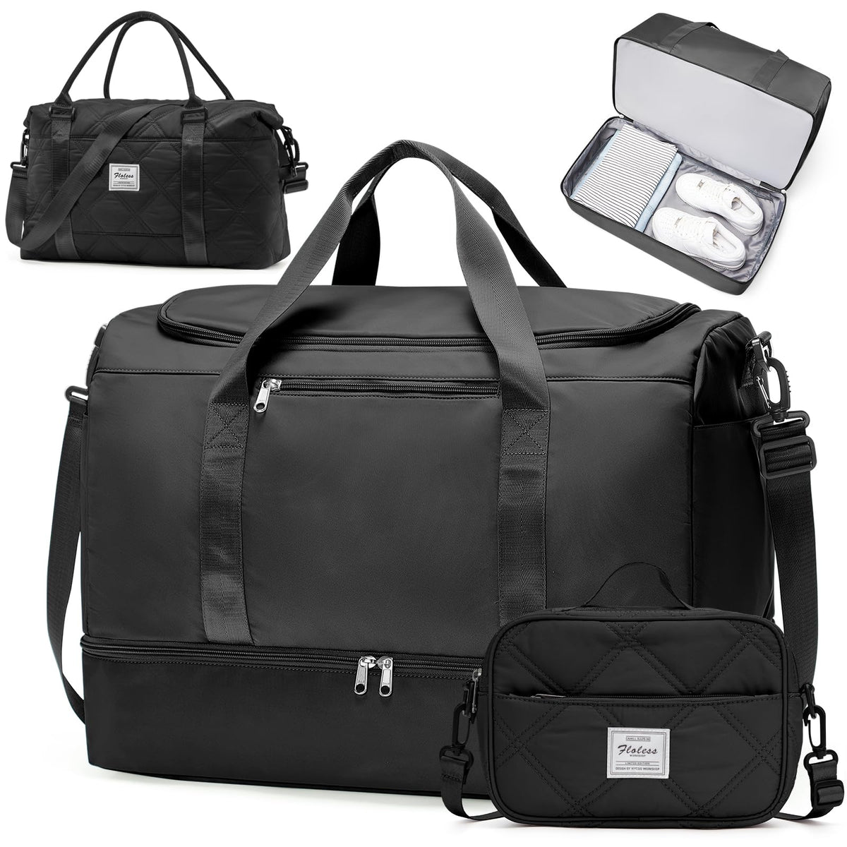 Large Carry-On Weekender Duffle Bag with Shoe Compartment