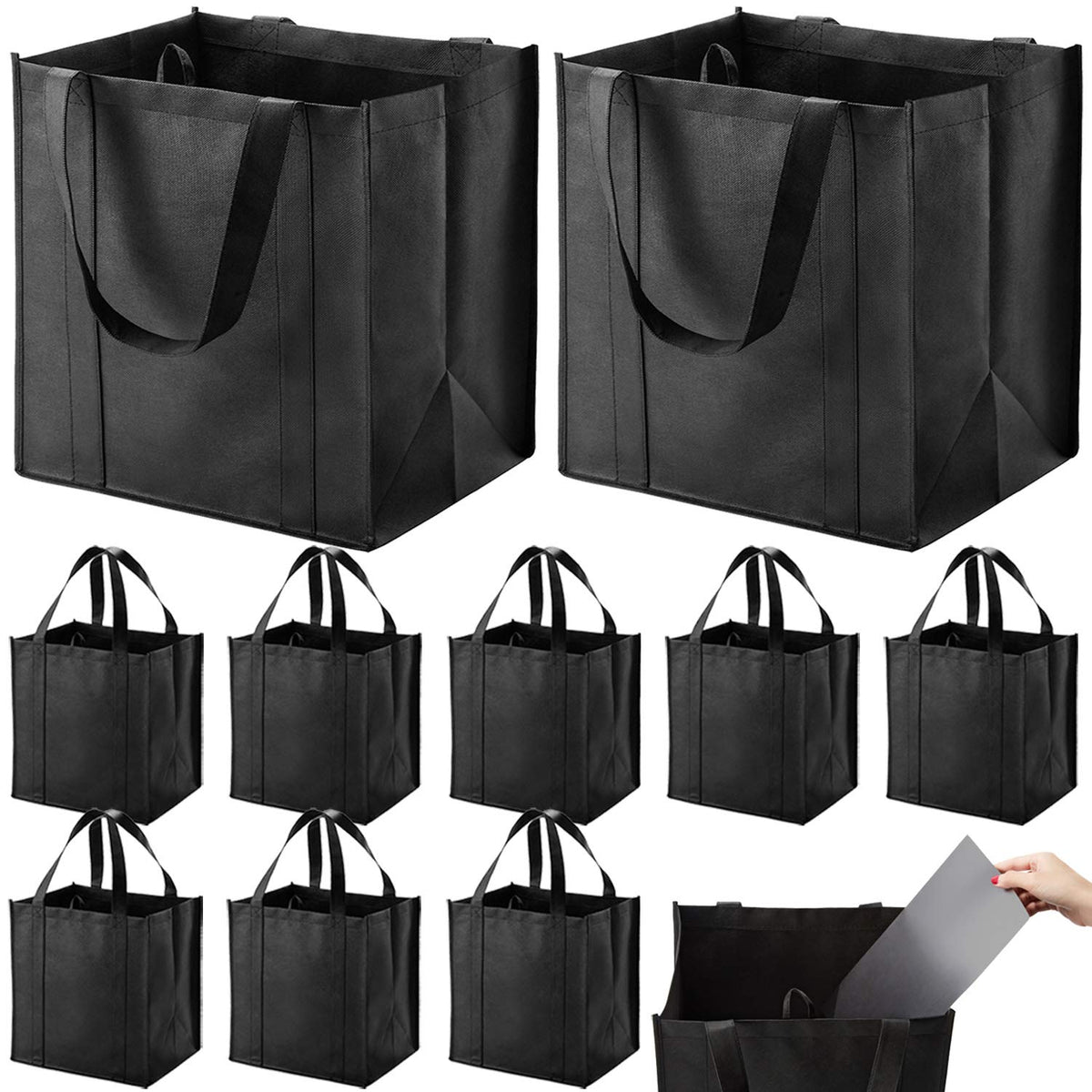 10-Pack Heavy-Duty Reusable Grocery Tote Bags