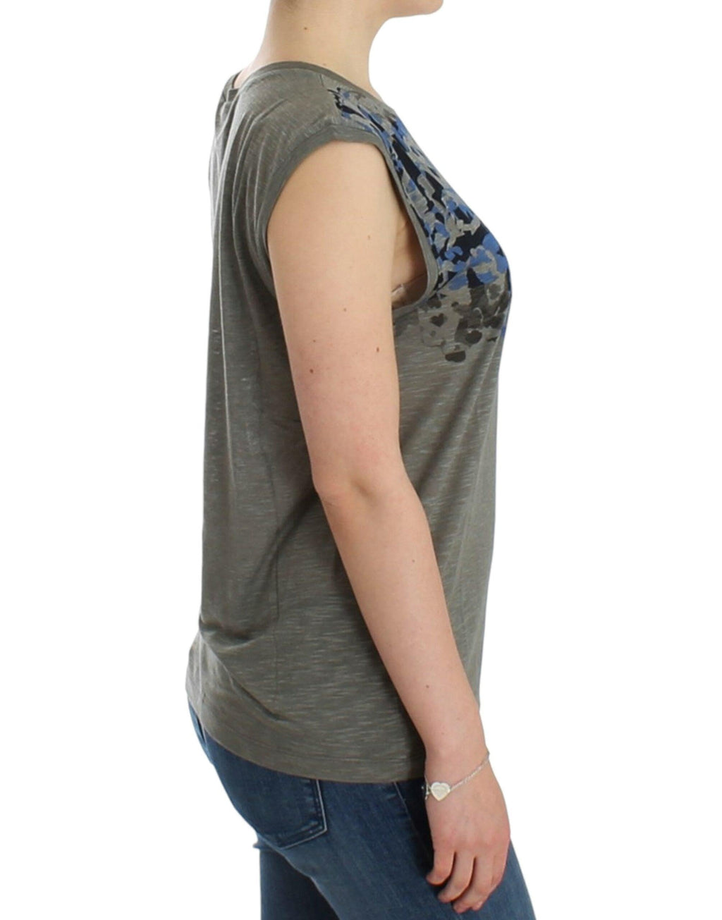 Gray print sleeveless t-shirt XS