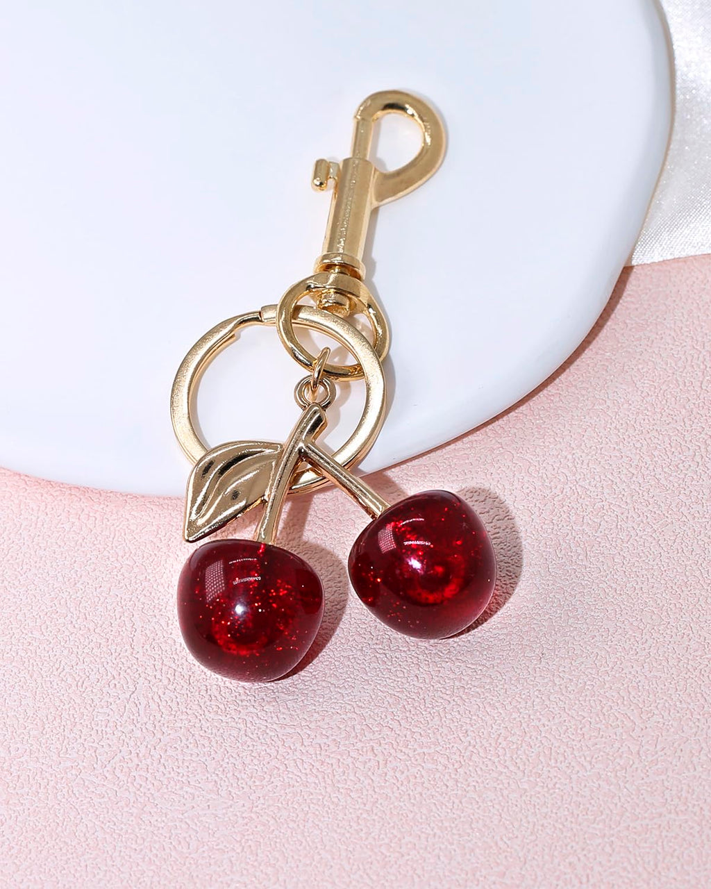 4-Piece Cherry Keychain Charms for Handbags and Purses