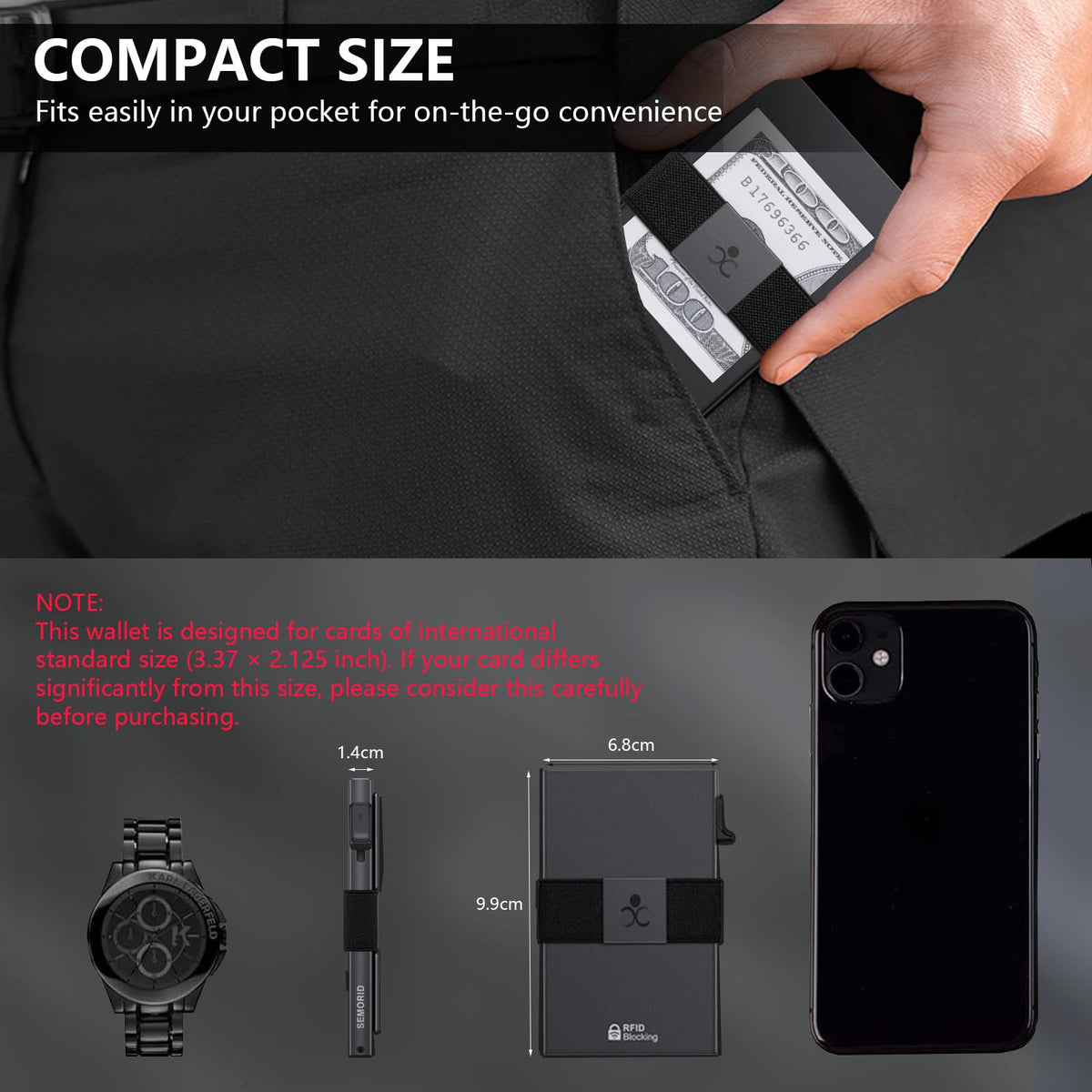 SEMORID Men's RFID Blocking Aluminum Pop-Up Wallet