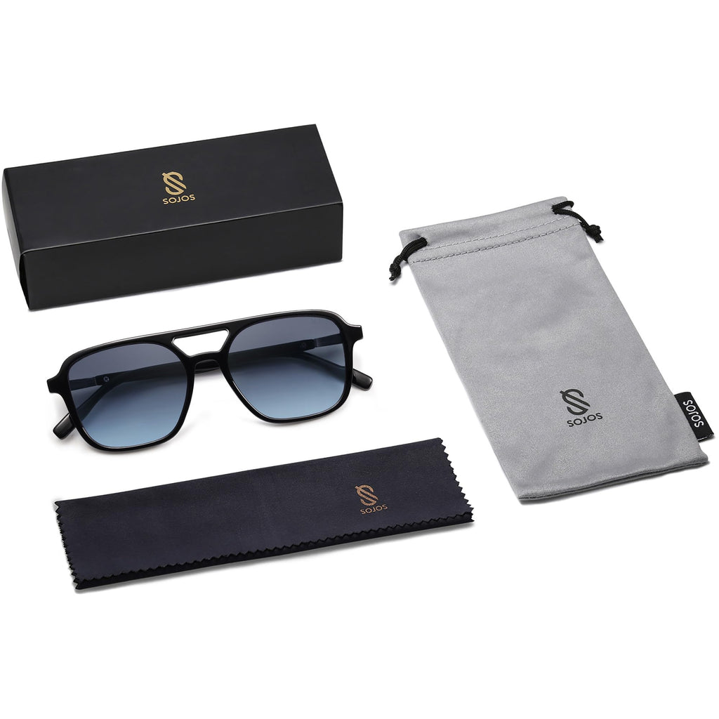 SOJOS Retro Aviator Rectangle Sunglasses for Men and Women