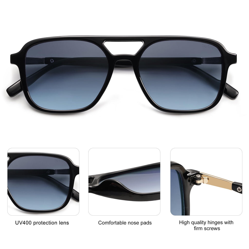 SOJOS Retro Aviator Rectangle Sunglasses for Men and Women