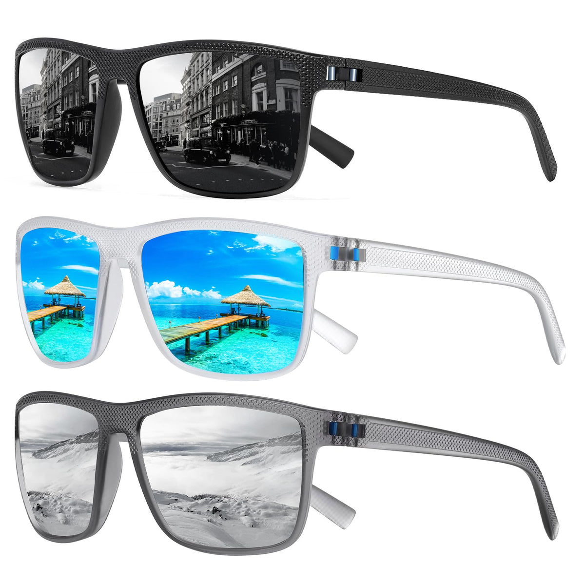 TURBOPEP Square Polarized UV Protection Sunglasses for Men and Women