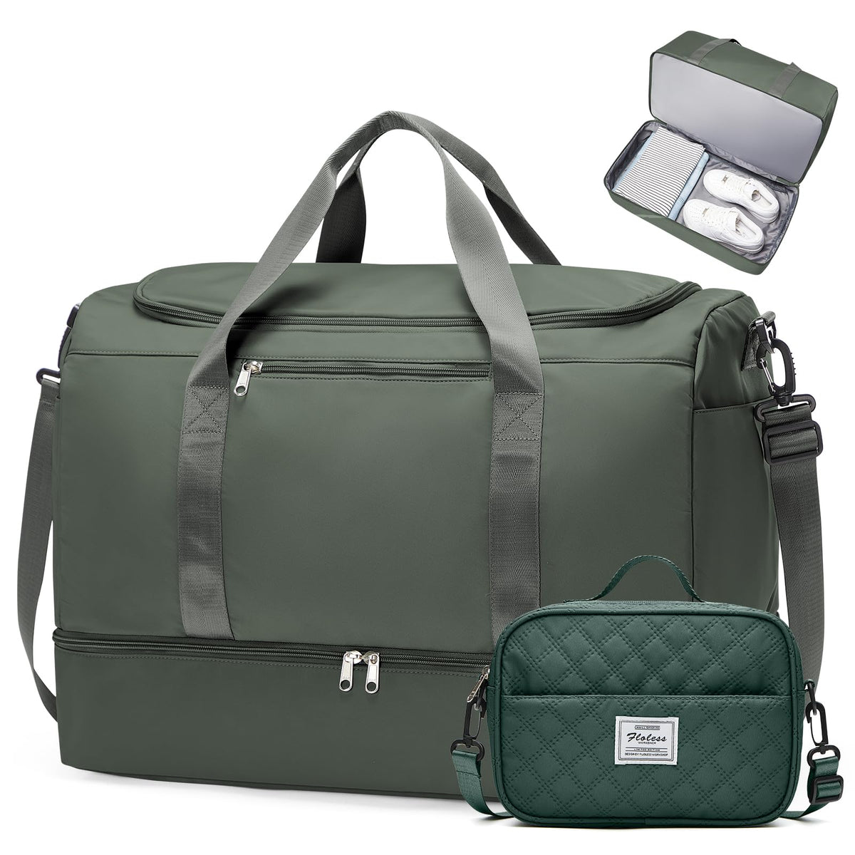 Large Carry-On Weekender Duffle Bag with Shoe Compartment