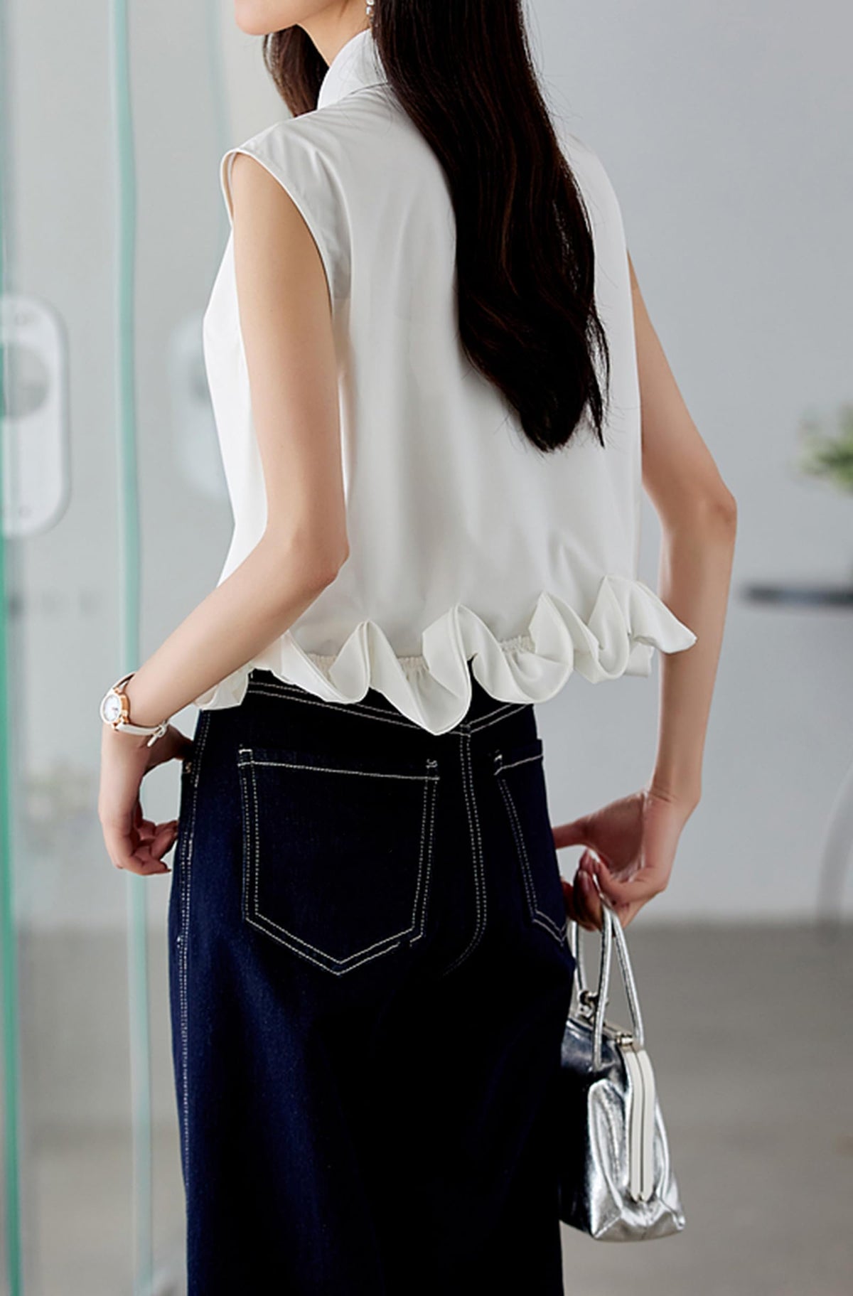 GUTEDFPO Women's Lapel Splicing Petal Hem Button Sleeveless T-Shirt Summer Fashion Shirt Loose Casual Top
