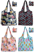 Noilk Reusable Grocery Bags,4 | 6 | 12 Pack 50Lbs Foldable Washable Fashion Shopping Bags, Portable Tote Bags Gifts For Women