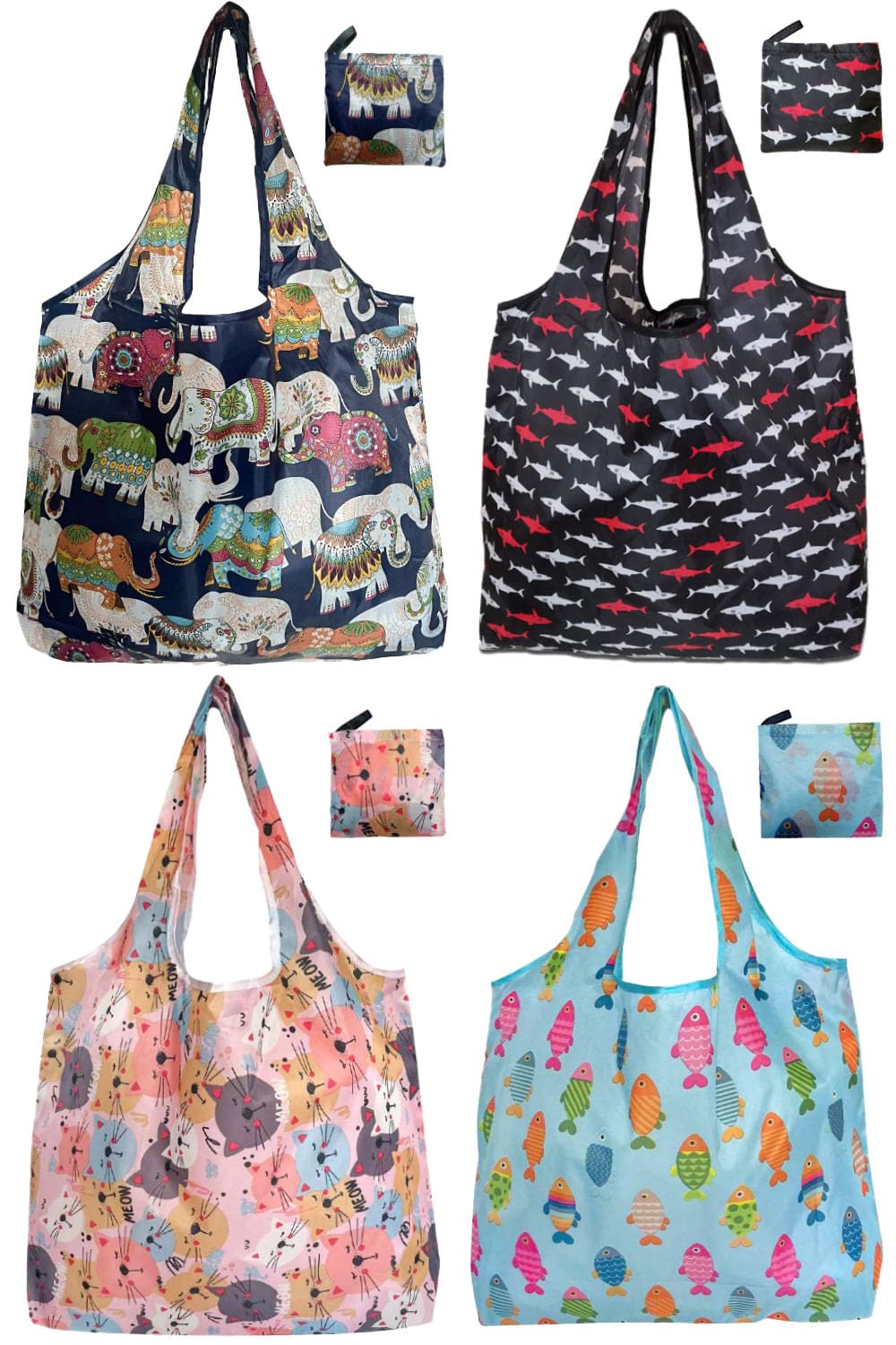 Noilk Reusable Grocery Bags,4 | 6 | 12 Pack 50Lbs Foldable Washable Fashion Shopping Bags, Portable Tote Bags Gifts For Women