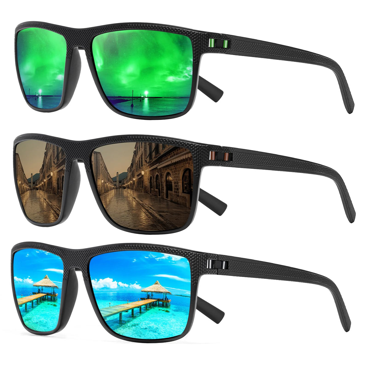 TURBOPEP Square Polarized UV Protection Sunglasses for Men and Women