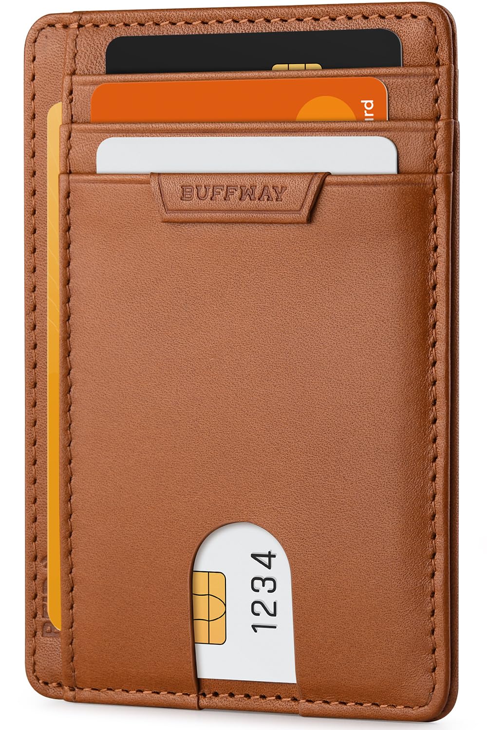 Buffway Slim Leather RFID Blocking Wallet for Men and Women