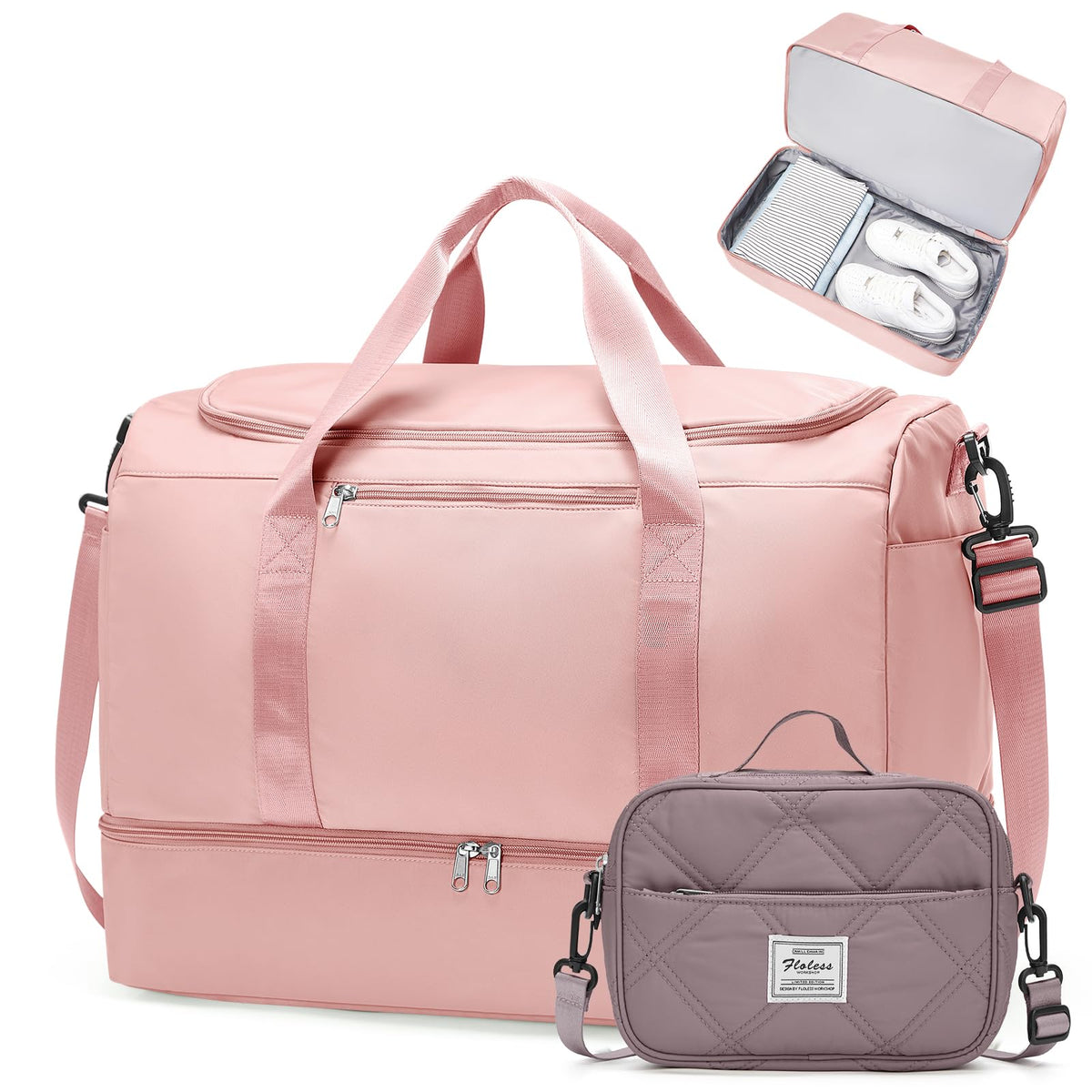 Large Carry-On Weekender Duffle Bag with Shoe Compartment