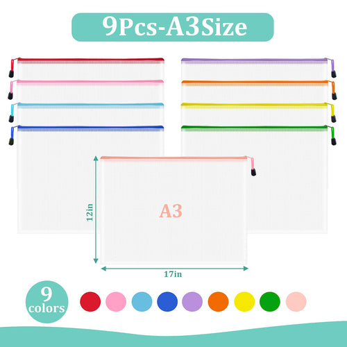 10-Size Mesh Zipper Pouch Organizer Set in Assorted Colors