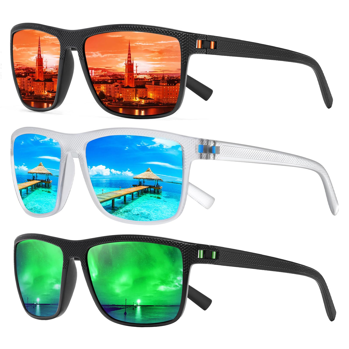 TURBOPEP Square Polarized UV Protection Sunglasses for Men and Women