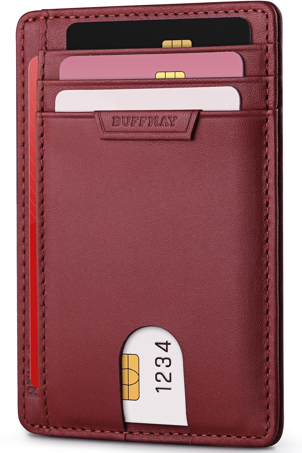 Buffway Slim Leather RFID Blocking Wallet for Men and Women